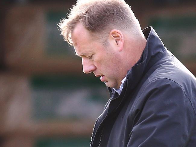 MELBOURNE, AUSTRALIA - NOVEMBER 04:  Yucatan owner Nick Williams inside the mounting yard looking pensive during a Werribee trackwork session at Werribee Racecourse on November 4, 2018 in Melbourne, Australia.  (Photo by Michael Dodge/Getty Images)