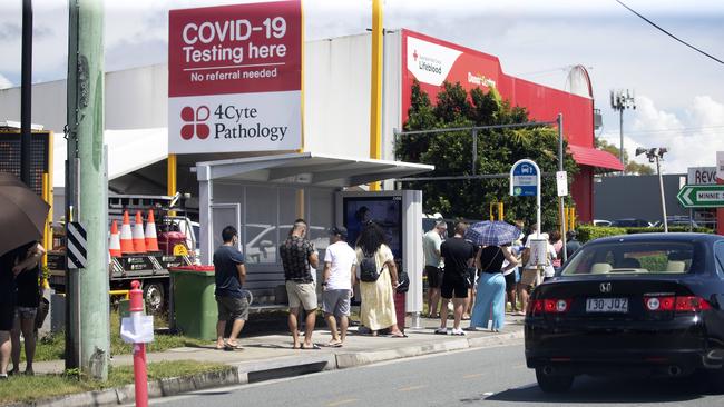 Covid testing on Ferry Road, Southport. Picture: Nigel Hallett