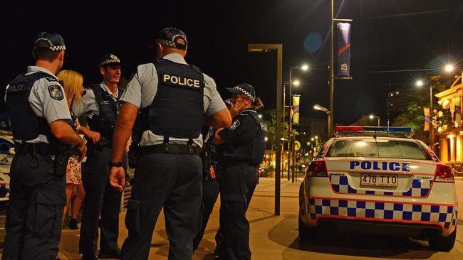 Townsville Police officers at the Flinders Street East Safe Night Precinct.