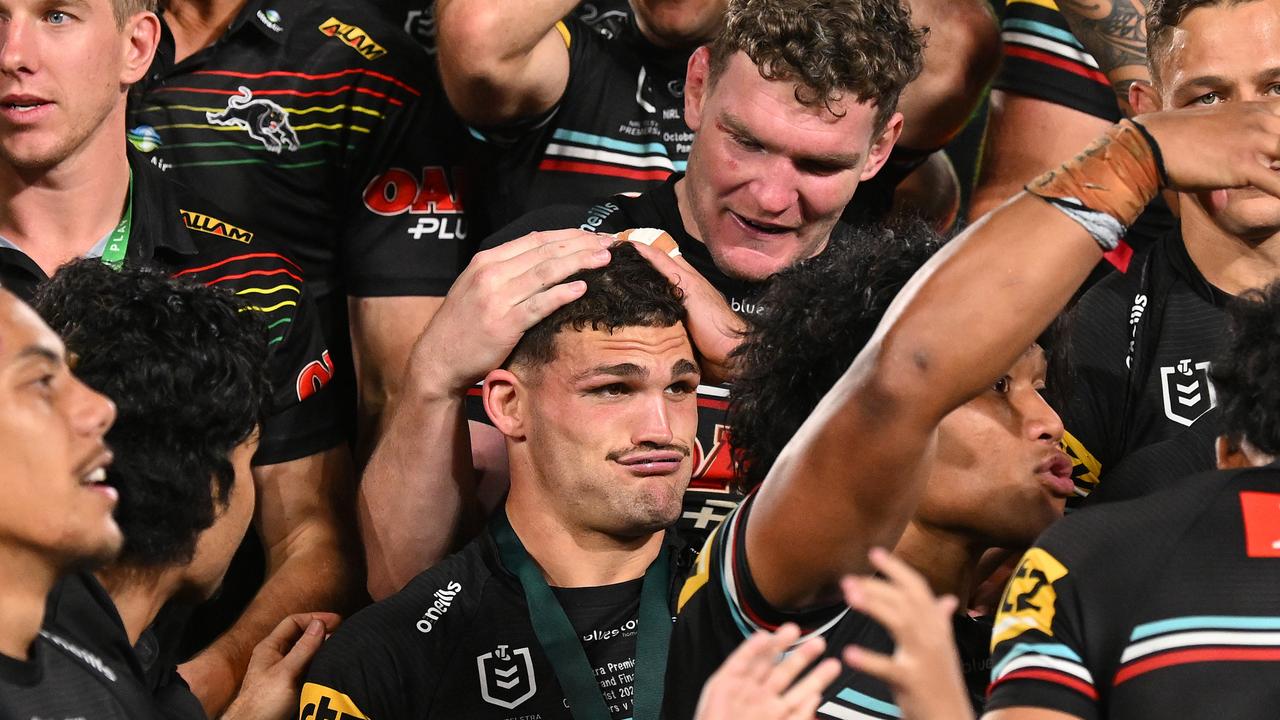 Nathan Cleary’s performance in the grand final left some of the game’s greatest players speechless. Picture: Bradley Kanaris/Getty Images