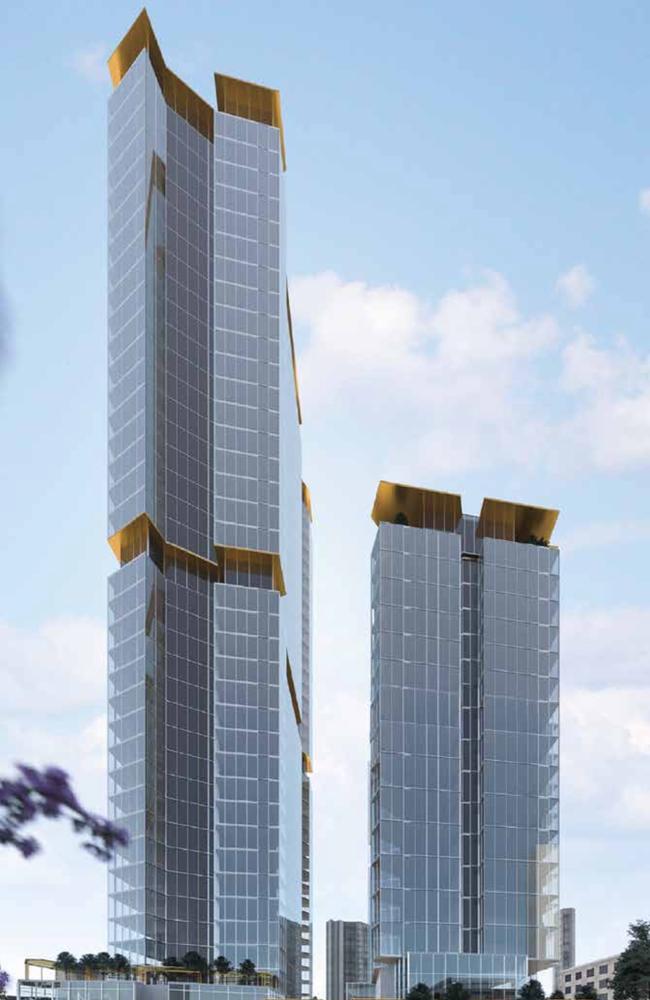 Artist impression of a proposed "towers of power" government and court precinct proposed by Gold Coast City Council for Southport. Picture: Gold Coast City Council