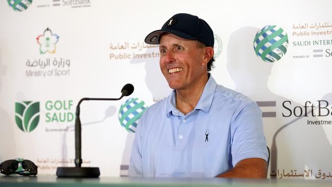 Phil Mickelson oat the PIF Saudi International at Royal Greens Golf &amp; Country Club. Photo by Luke Walker/WME IMG/WME IMG via Getty Images.