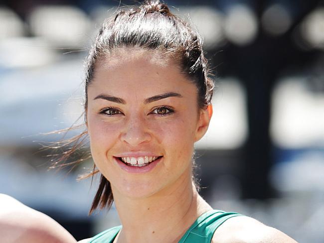 Australian Diamonds netballers Caitlin Thwaits and  Sharni Layton.