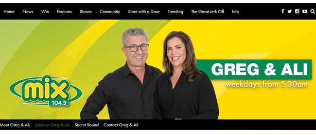 Promos for Vincent’s Greg &amp; Ali weekday show were still prominent on Mix’s website today