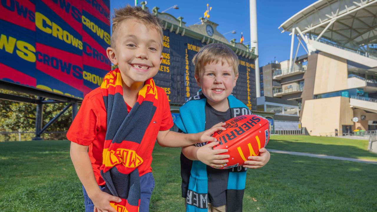 Gather Round fans. Lewis, Jasper. Adelaide Oval. Picture: Ben Clark