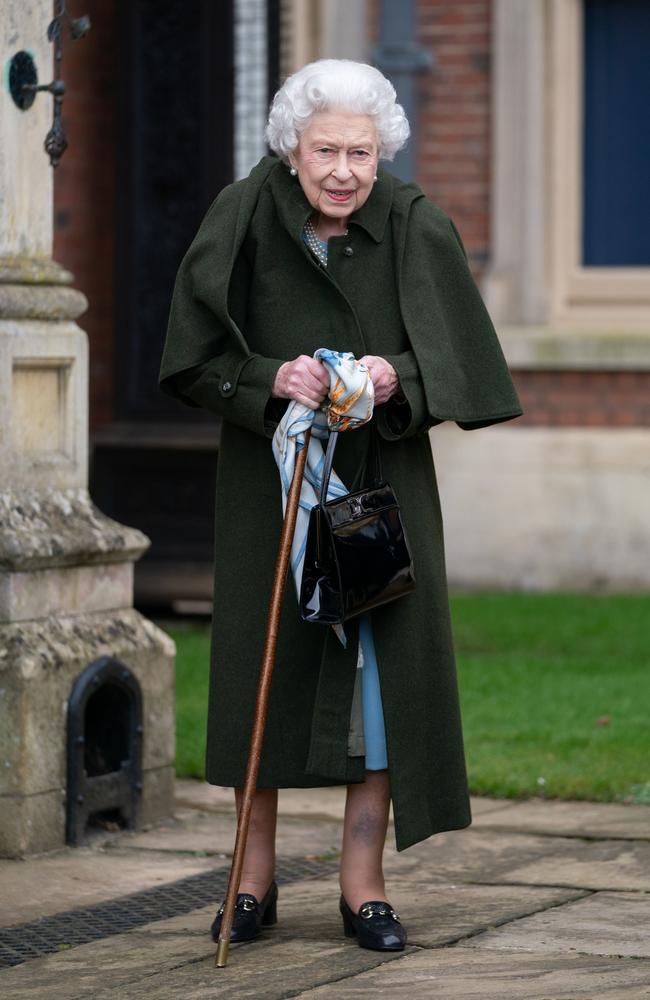 The Queen leaves Sandringham House last February after a reception with representatives from local community groups to celebrate the start of the Platinum Jubilee. Picture: Joe Giddens - by WPA Pool/Getty Images