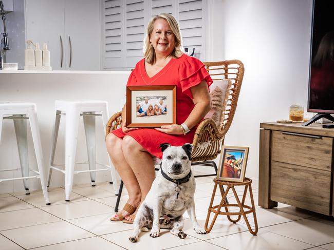 Brenda Pratt, pictured with her dog Dodge, took comfort in the fact her childhood sweetheart and husband, Tony, was able to gift his corneas and lungs after he suddenly passed. Picture: Nigel Hallett