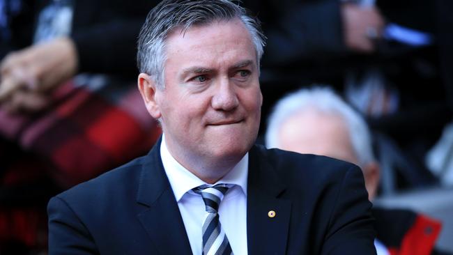 Collingwood president Eddie McGuire isn’t backing down on the prison bars jumper. Picture: Mark Stewart