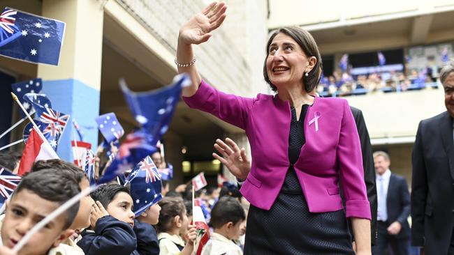 Premier Gladys Berejiklian meets students at Maronite College of the Holy Family School. Picture: Darren Leigh Roberts