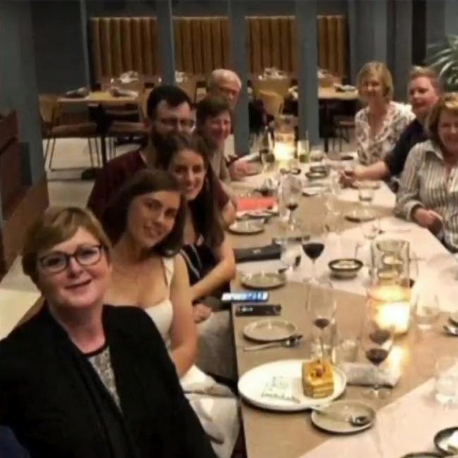 Brittany Higgins (second from left) at a dinner function with Linda Reynolds (left) in Perth. Picture: SkyNews