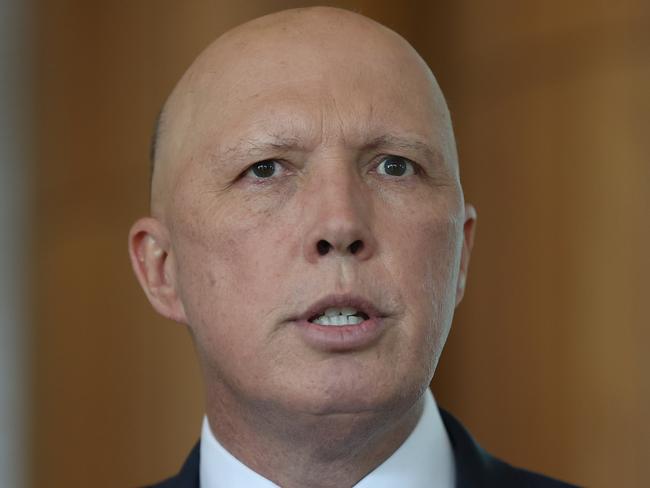 CANBERRA, AUSTRALIA - NewsWire Photos  NOVEMBER 23, 2021: Minister for defence Peter Dutton spoke to media in Parliament House in Canberra.Picture: NCA NewsWire / Gary Ramage