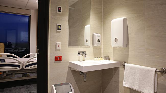 The ensuite in a single private room at the Northern Beaches Hospital. Picture: Adam Yip.