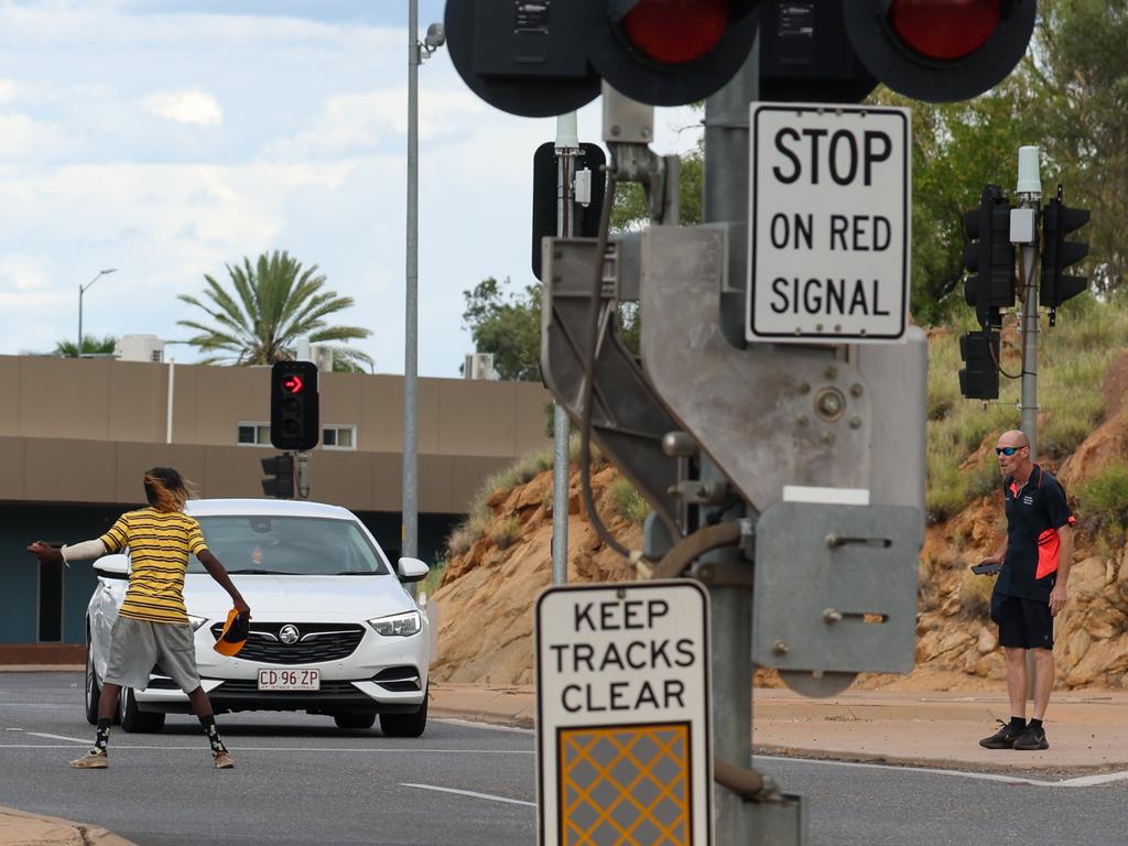 The confrontation played out on a busy road. Picture: JPL/Media Mode/news.com.au