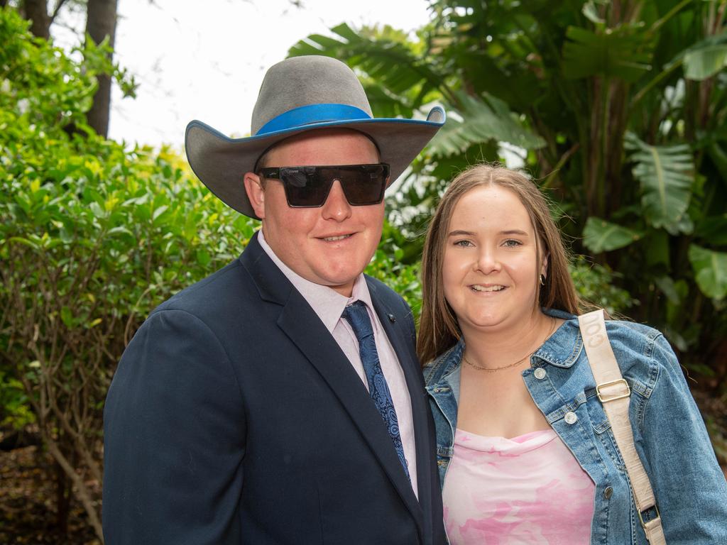 (From left) Corey Talbot and Madelyn Hale. Weetwood Raceday at Toowoomba Turf Club. Saturday, September 28, 2024. Picture: Nev Madsen.