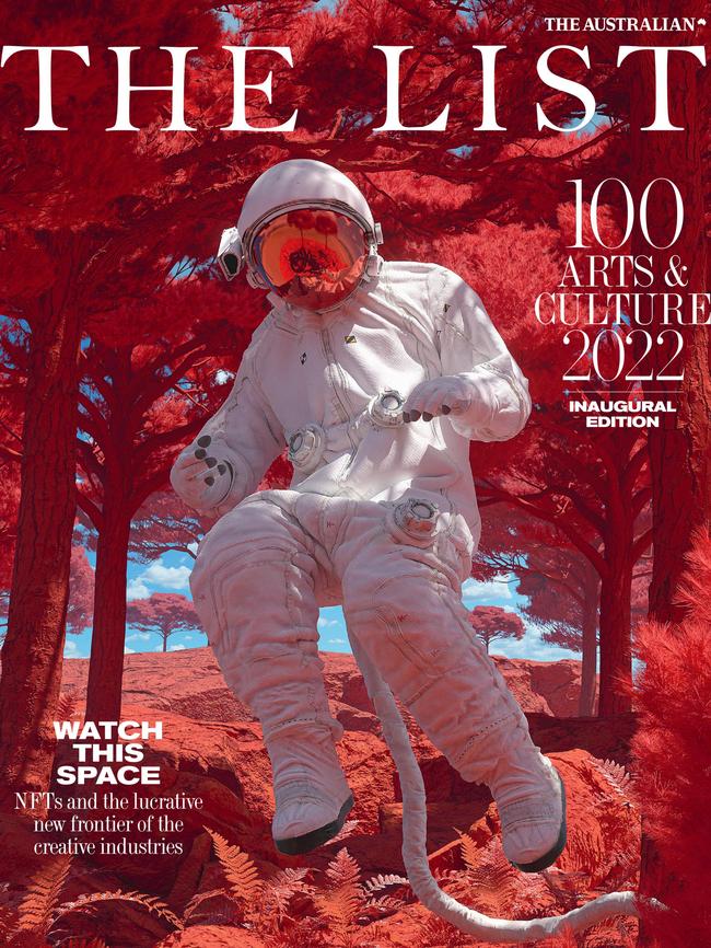 NFT art by Raoul Marks on the cover of our inaugural <a href="https://www.theaustralian.com.au/arts/the-list-arts-and-culture" title="www.theaustralian.com.au">100 Arts &amp; Culture</a> list.