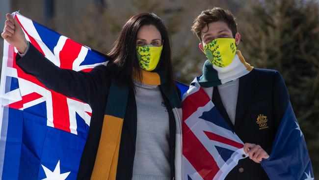 Australian flag bearers Laura Peel and Brendan Kerry.