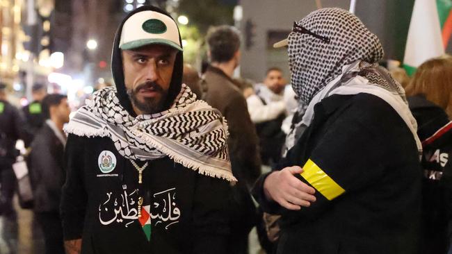 Mohammad Sharab at a pro-Palestine protest near Melbourne’s Flinders Street Station. Picture: Brendan Beckett