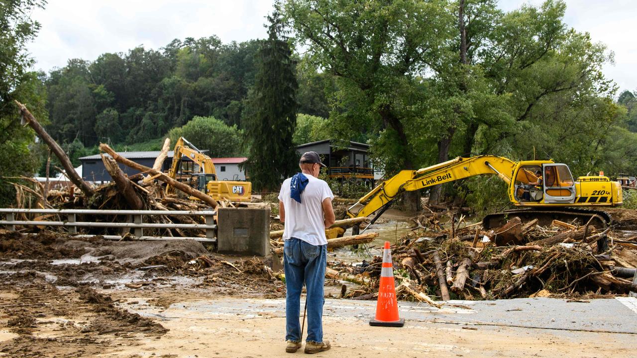 A man views the removal of debris n Old Fort, North Carolina, after Hurricane Helene wiped whole communities off the map. Picture: Getty Images via AFP