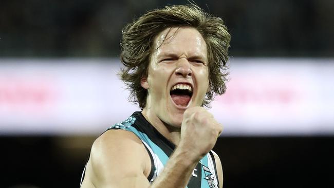 Jared Polec celebrates a goal. Picture: Sarah Reed