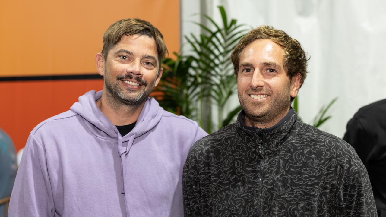 Will Hayden-Smith and Ty Sorati with The Pulse at Boost Mobile Gold Coast Open 2023 Athletes and Co Pre-Comp Feast, May 5 2023. Picture: Celeste Humphrey