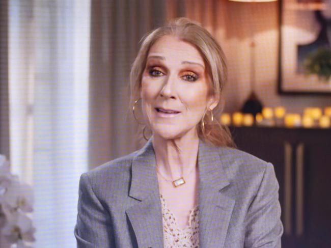 A video message from Celine Dion during the dress rehearsal and preview show of the first semi-final at the 69th Eurovision Song Contest in Basel, Switzerland, Monday, May 12, 2025. (Georgios Kefalas/Keystone via AP)