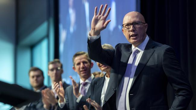 Federal Opposition leader Peter Dutton at the Liberal Party Federal Council in Sydney. Picture: Monique Harmer