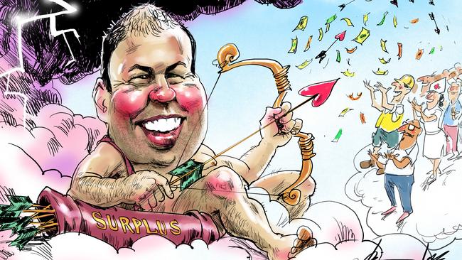 The Johannes Leak artwork of Josh Frydenberg splashed on the front page of The Australian.