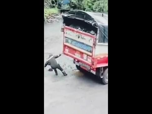 “Superman” truck driver pulls truck out of bog with one hand