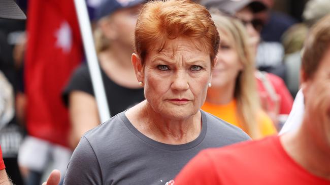 Pauline Hanson has remained tight-lipped on One Nation’s SA candidate Sarah Game. Picture: Liam Kidston.