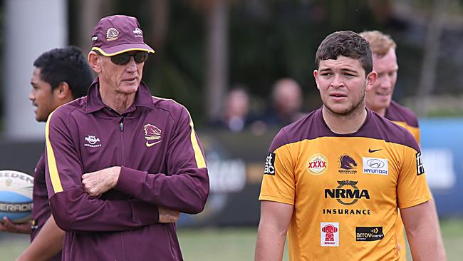 Whayne Bennett and New Bronco Ashley Taylor training at Red Hill. Pic Annette Dew