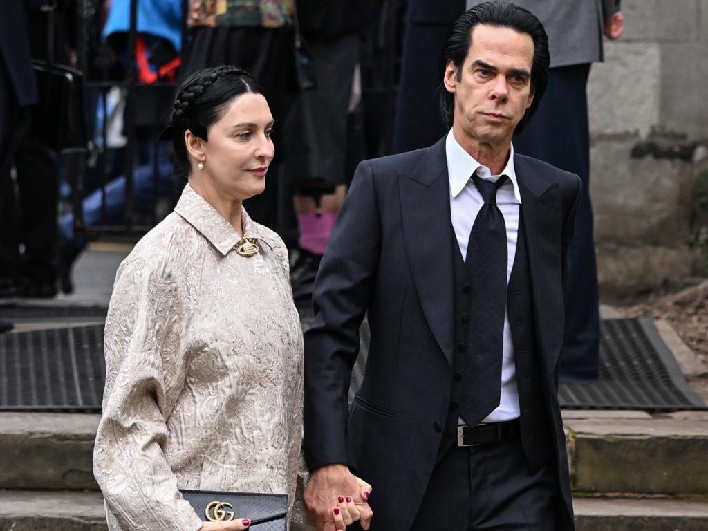 Nick Cave with wife Susie at the memorial for Dame Vivienne Westwood at Southwark Cathedral last month. Picture: Getty Images