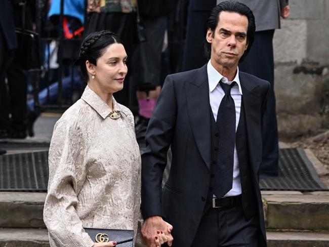 Nick Cave with wife Susie at the memorial for Dame Vivienne Westwood at Southwark Cathedral last month. Picture: Getty Images