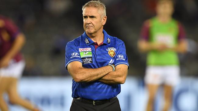 Chris Fagan looks on before the Lions clash against the Western Bulldogs.