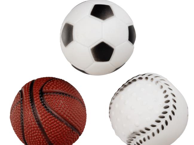 Happy Tails sports balls. 3-pack, RRP. $3.98