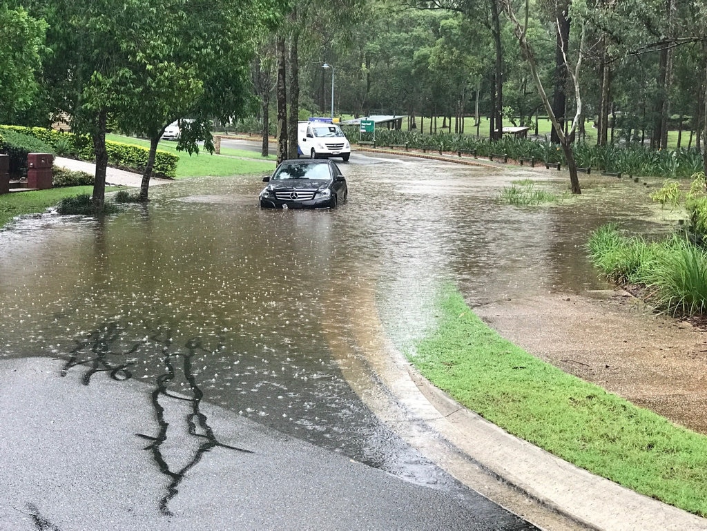 Stranded car Jones Rd Bellbird Park. Picture: Paul Tully