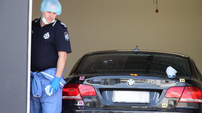 The garage where Bowden was killed. Picture: Richard Gosling