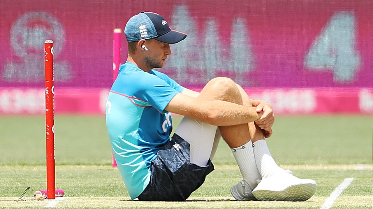 We’d be in the foetal position too if we were Joe Root. (Photo by Mark Metcalfe/Getty Images)