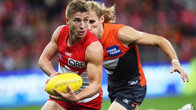 Kieren Jack in action against GWS. Picture: Phil Hillyard