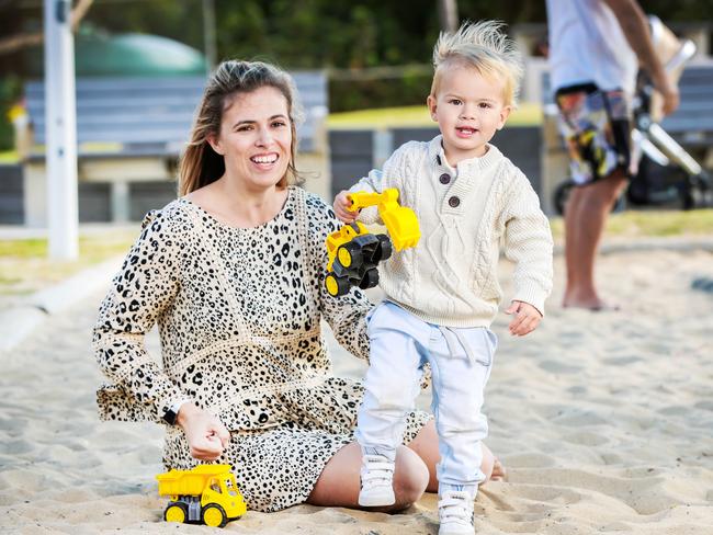 When Harry Hodge was one a visit to the playground could be highly dangerous for him. The slightest trace of eggs or rice could set off a violent reaction. He is pictured with mother Marley McKean. Picture: Nigel Hallett