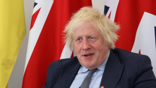 *** UNDER EMBARGO - HOLD FOR NETWORK - PLEASE CHECK WITH PIC EDITOR BEFORE USING ** MUST CREDIT NIGEL HOWARD - Former UK Prime Minister Boris Johnson speaking with News Corp Australia's Europe Correspondent Sophie Elsworth at his London office in Westminster., 28/04/2025. London, United Kingdom., EXC Picture by Nigel Howard / Nigel Howard Media, Email: nigelhowardmedia@gmail.com, MUST BYLINE PICTURES