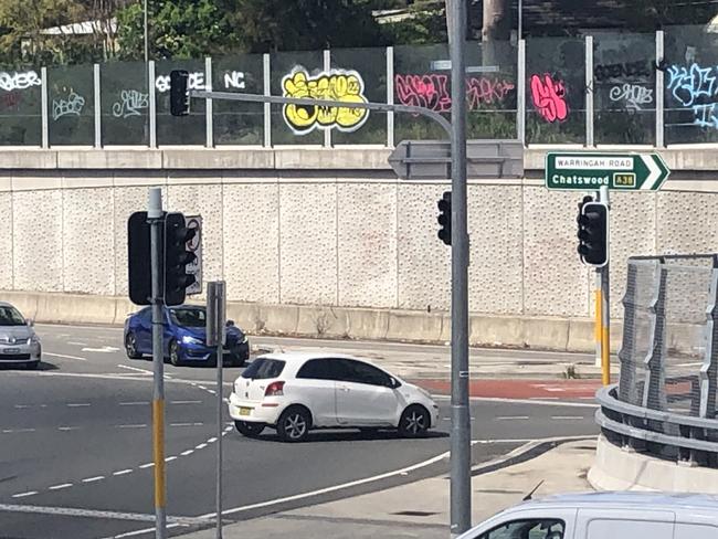 The site of the Saturday morning crash at the intersection of Warringah Rd and Forest Way at Frenchs Forest. File picture: Jim O'Rourke