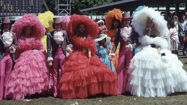 Vintage inspired fashions on the field in 1974.