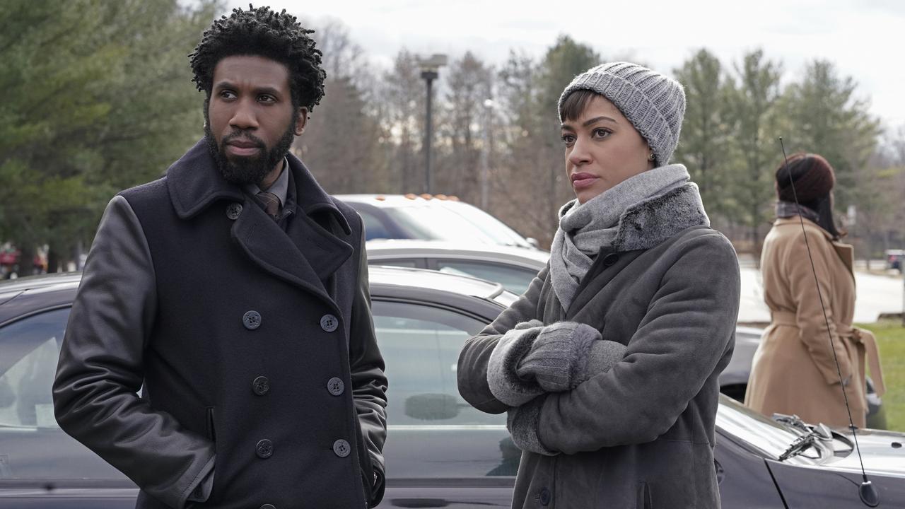 Nyambi Nyambi with co-star Cush Jumbo in The Good Fight. Photo Cr: Patrick Harbron/CBS