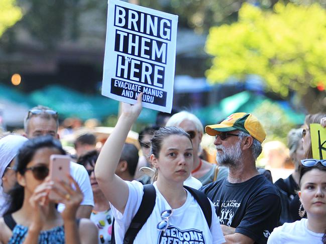 Protesters at the ‘Kids off, everyone off; close Manus and Nauru’. Picture: Supplied