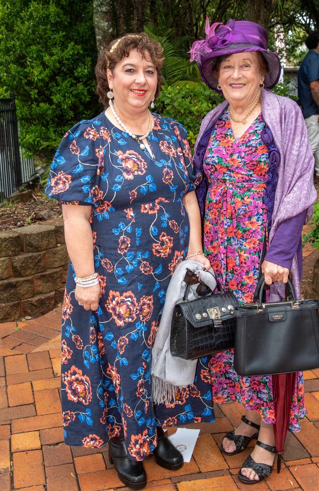 (From left) Karen Bidgood and Barbara Burton. Weetwood Raceday at Toowoomba Turf Club. Saturday, September 28, 2024. Picture: Nev Madsen.