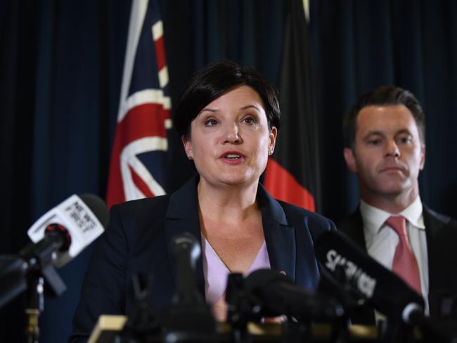 NSW Opposition Leader Jodi McKay with Shadow Transport and Corrections Minister Chris Minns on Tuesday. Picture: AAP