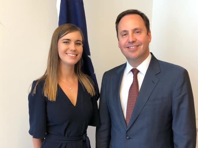 Brittany Higgins with former trade minister Steven Ciobo.