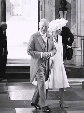 The-then Prince Charles and Camilla arrive at Prince Harry and Meghan Markle's wedding. Picture: Netflix