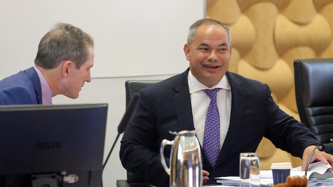 A special budget meeting at Gold Coast City Council chambers. CEO Dale Dickson and Mayor Tom Tate. Picture: Richard Gosling