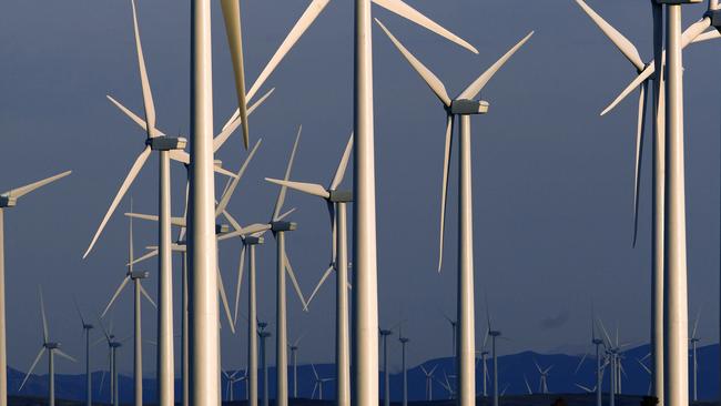 Wind turbines, one source of renewable energy. Picture: AP